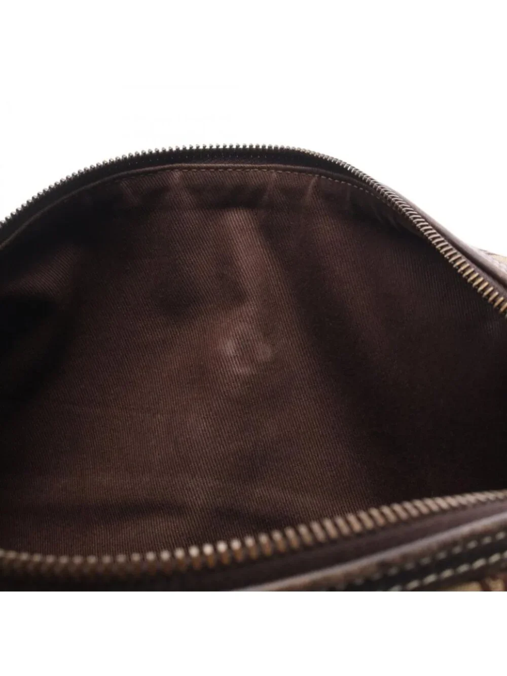 Celine Shoulder Bag Macadam Mini Beige Brown Canvas Leather